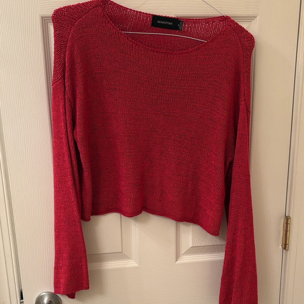 MINKPINK Cropped Cranberry Sweater